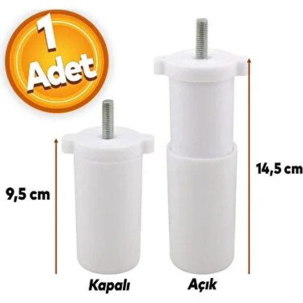 Ayarlanabilir Orta Ayak 9,5x14,5 Cm Beyaz