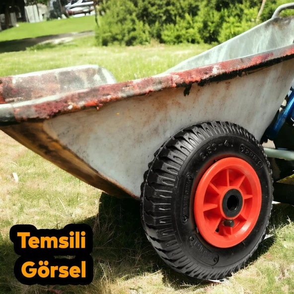 El Arabası Yük Taşıma Arabası Tekeri Burçlu Şişme Şambelli İç Lastikli Teker 240x85 mm Plastik Jant - 6
