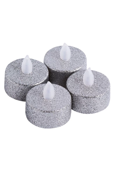 Dekoratif Mum 4'lü Alev Yanma Efektli Led Mum Tealight Led Model Işıklı Tealight Mum Pilli