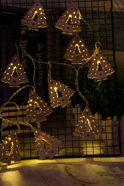 Dekoratif Ahşap Çam Ağacı Işık Zinciri Led Işık Yılbaşı Çocuk Odası Süs Pilli Led Işık 165 Cm - 2