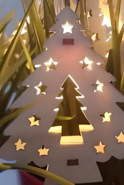 Dekoratif Ahşap Çam Ağacı Işık Zinciri Led Işık Yılbaşı Çocuk Odası Süs Pilli Led Işık 165 Cm - 3