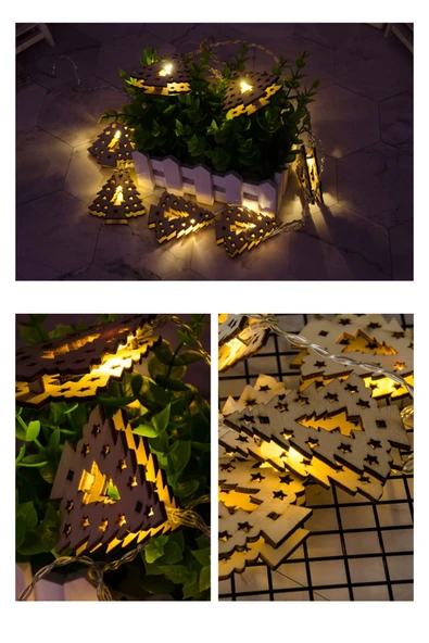 Dekoratif Ahşap Çam Ağacı Işık Zinciri Led Işık Yılbaşı Çocuk Odası Süs Pilli Led Işık 165 Cm - 4