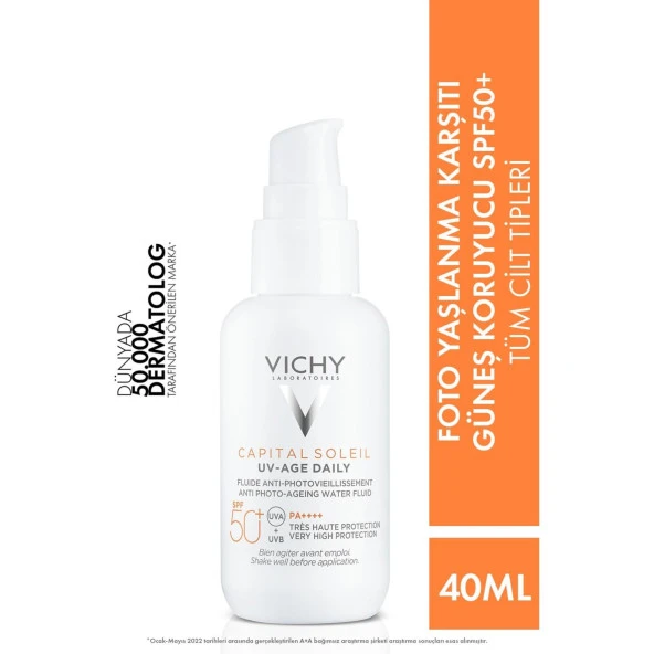 Vichy Capital Soleil Yaşlanma Karşıtı Güneş Kremi  SPF50 40 ml