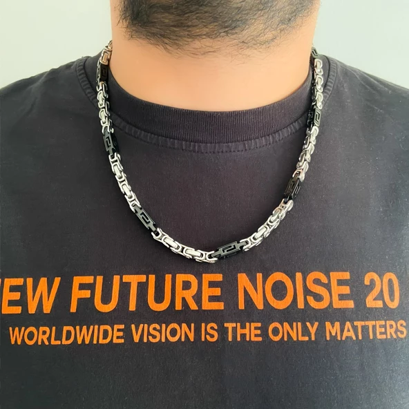 Çelik Zincir Siyah Detaylı Kral Model - ZN-271 - Resim 2