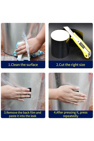 Süper Güçlü Fiber Yalıtım Bandı – Su Geçirmez Yapışkanlı Kaçak Onarım ve Stop Kaçak Tamir Bandı - 4