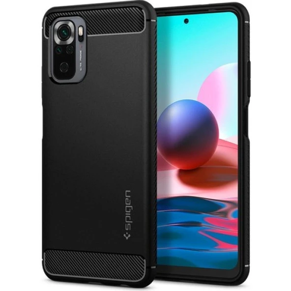 Spigen Xiaomi Redmi Note 10 Kılıf Rugged Armor Matte Black - ACS02063