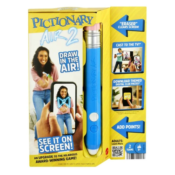 Mattel Pictionary Air 2 Aile Çizim OyunuHavaya Çiz Ekranda Gör HNT74,Çocuklar,Yetişkinler, Aile ve Oyun Gecesi Eğlence