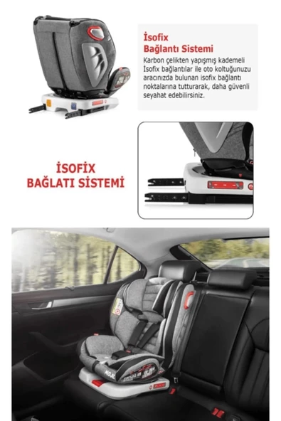 Cape Town 0-36 Kg 360° Dönebilen Isofix'li Oto Koltuğu - Gri - Resim 6