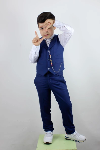 Erkek Çocuk Yakalı Yelek Pantolon Takım