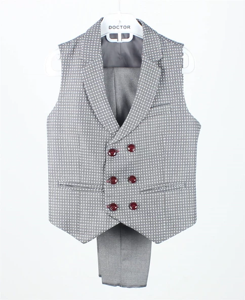 Erkek Çocuk Çift Sıra Düğmeli Spor Yelek Takım