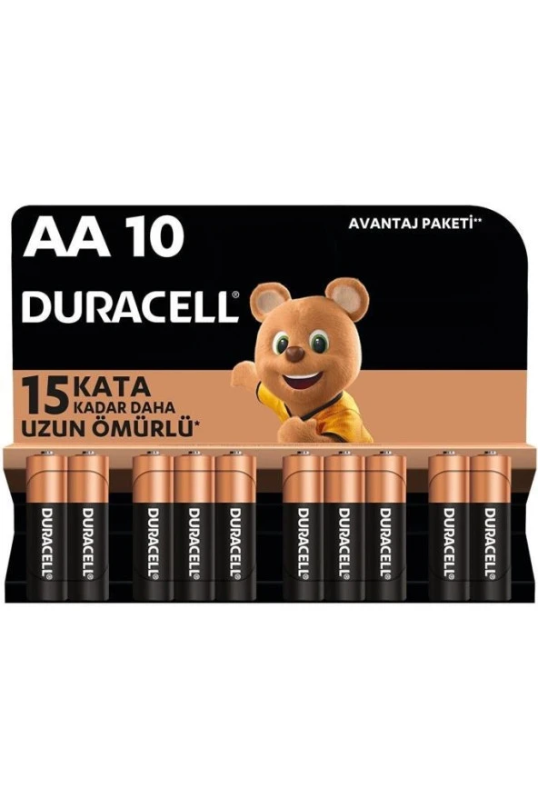 Duracell LR6/MN1500 Kalem Pil 1.5V ALKALINE 10'lu AA