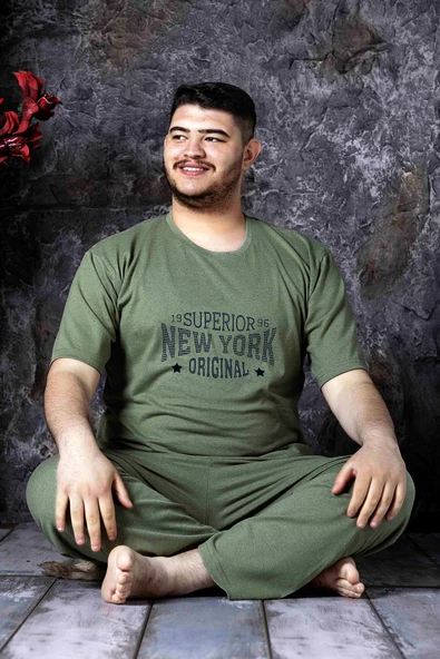 Nisanca Yazlık Büyük Beden Erkek Pamuk Pijama Takımı- Kısa Kollu Erkek Pijaması - 6