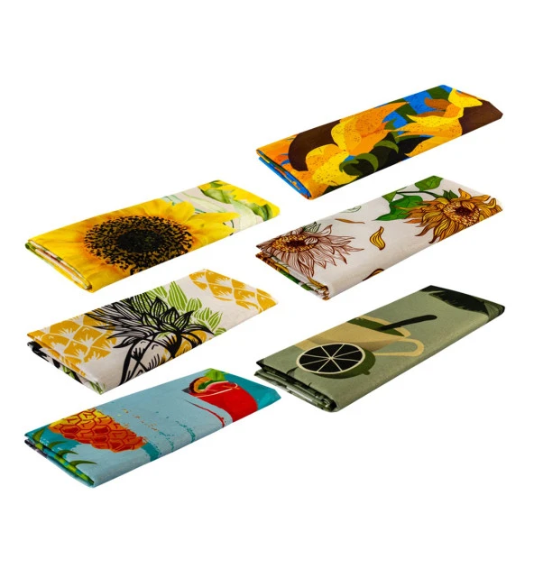 Textile Colors Renkli Desenli 6'lı Set Mutfak Kurulama Bezi 50 x 70 cm