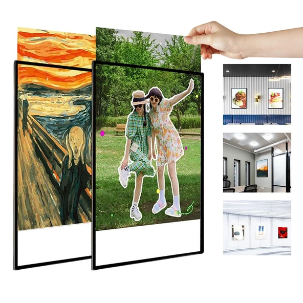 Ayt Powermaster PM-21756 Ledli Reklam Tabela Poster Çerçevesi 60x43 cm Beyaz Işıklı Afişlik Cam Vitrin Tabelası - 4