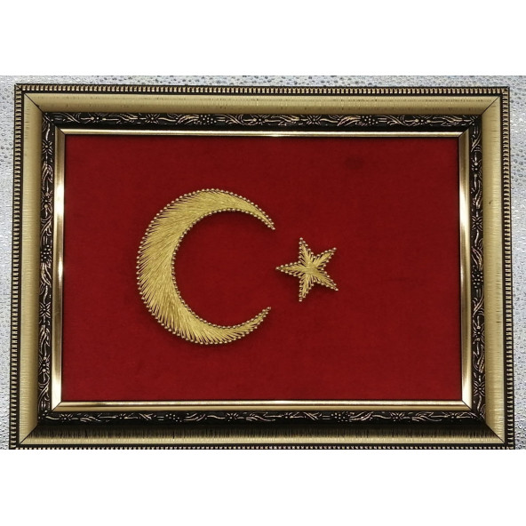 Filografi Türk Bayrağı Gold Serisi 22x32 cm