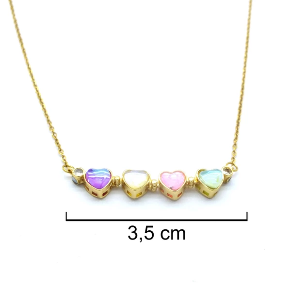 Altın Kaplama Renkli Taşlı Açılabilir Yonca Kolye KLY-568 - Resim 6