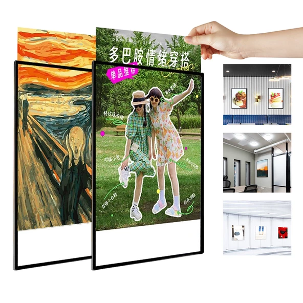 Ayt Powermaster PM-21757 Ledli Reklam Tabela A1 Poster Çerçevesi 85x61 cm Beyaz Işıklı Afişlik Cam Vitrin Tabelası - 3