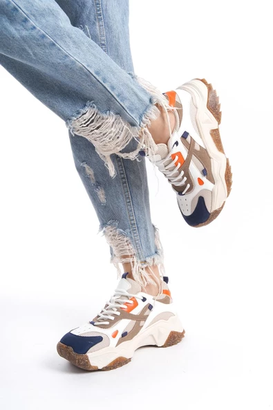 Muca Lacivert Turuncu Sneaker Günlük Spor Ayakkabı - 3
