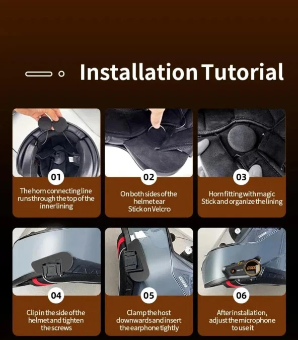 Motosiklet Kask Bluetooth Kulaklık Intercom Motor Kask Kulaklığı Su Geçirmez - 2