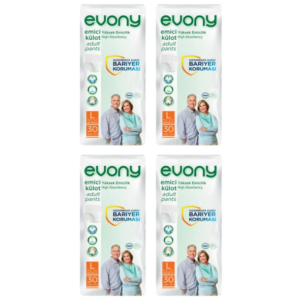 Evony 5.5 Damla Büyük Boy (L) 30'lu 4 Paket Emici Külot
