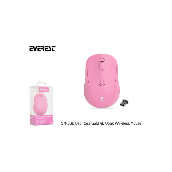Everest Sm-300 Usb Rose Gold 4d Optik Alkalin Pil Kablosuz Mouse - 2