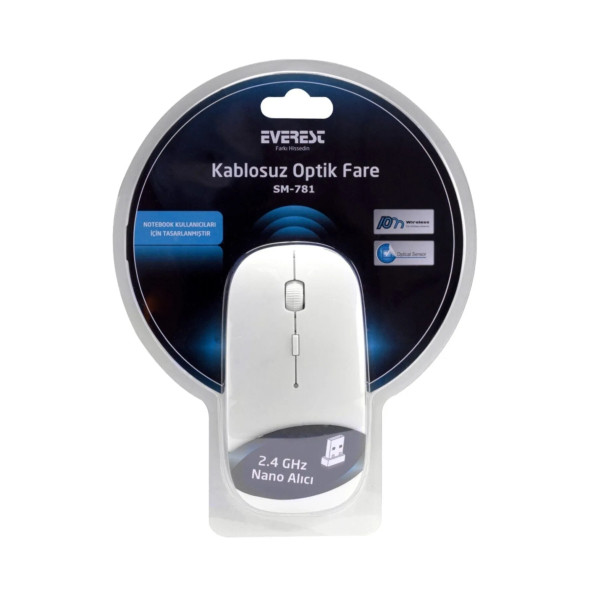Everest SM-781 Beyaz Optik Nano Receive Kablosuz Mouse - 2