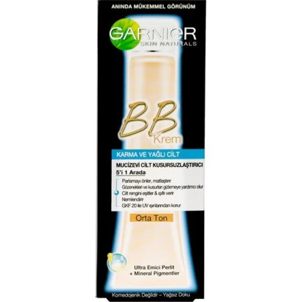 Garnier BB Krem Mucizevi Cilt Kusursuzlaştırıcı Karma/Yağlı Ciltler Orta Ton 40ML