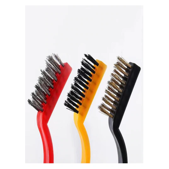 Tel Fırça Seti 3 lü Bakır-Çelik-Plastik Ocak Fırın Izgara  Temizliği Pas Sökme-Yağ Temizleme - 2