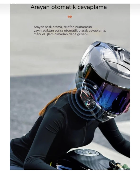 Motosiklek Kask Kulaklık Bluetooth 5.0 Işıklı Motorsiklet Interkom - 2