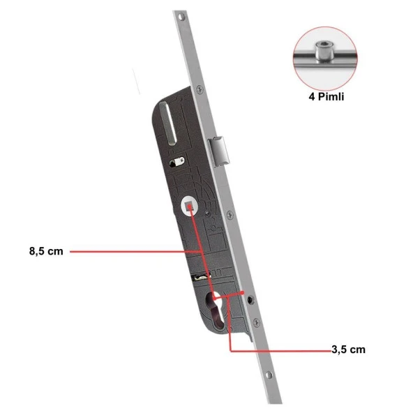 Kale 180 cm Zıt Çalışan Plastik Gövdeli Pvc Kilitli  Kapı İspanyolet 35/85 Eksen