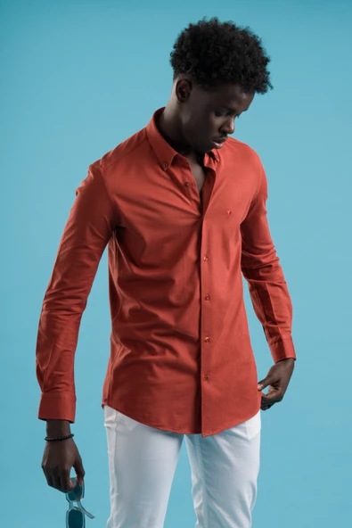 Paul Martin Regular Fit Yaka Düğmeli Pamuklu Likralı Gömlek - Resim 2