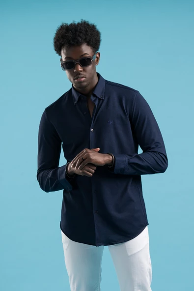 Paul Martin Regular Fit Yaka Düğmeli Pamuklu Likralı Gömlek - Resim 8