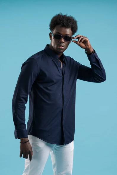 Paul Martin Regular Fit Yaka Düğmeli Pamuklu Likralı Gömlek - Resim 10