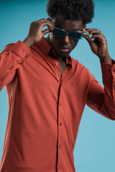 Paul Martin Regular Fit Yaka Düğmeli Pamuklu Likralı Gömlek - Resim 6