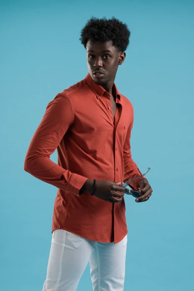 Paul Martin Regular Fit Yaka Düğmeli Pamuklu Likralı Gömlek - Resim 4