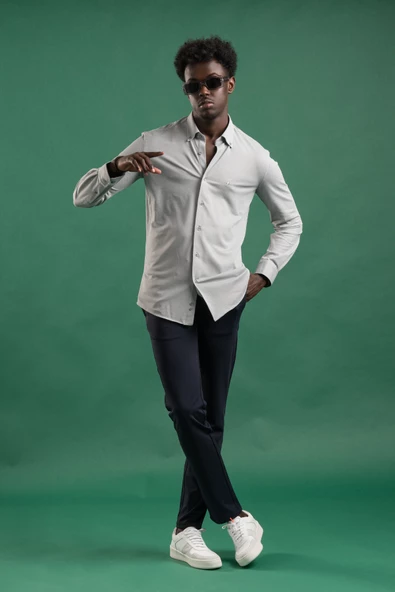 Paul Martin Regular Fit Yaka Düğmeli Pamuklu Likralı Gömlek - Resim 11