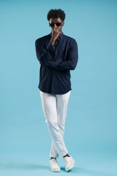 Paul Martin Regular Fit Yaka Düğmeli Pamuklu Likralı Gömlek - Resim 7