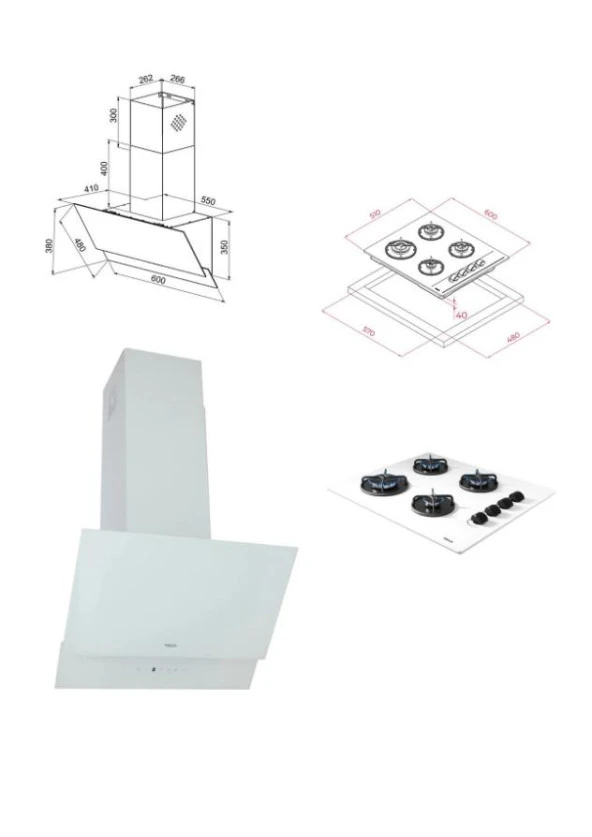 Teka - Chef 6 Premium Ankastre Beyaz Set ( Atv 60 Beyaz - Gbe 64002 Kbc Wh - HAK627 Wh ) - 2