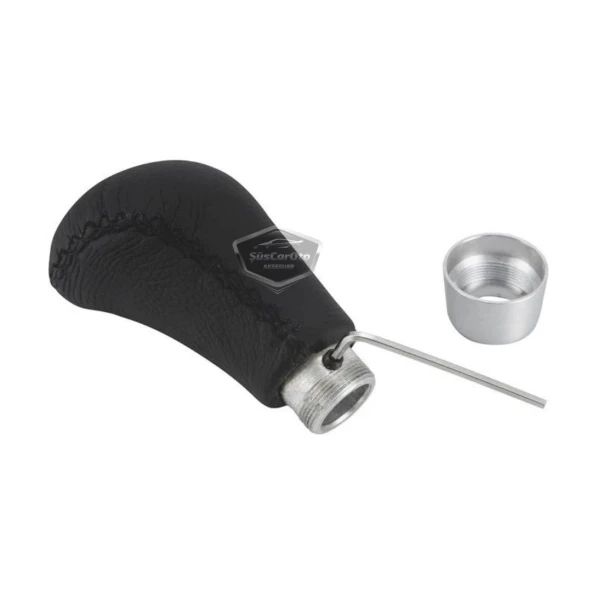 Üniversal Siyah Dikişli Deri Spor Görünümlü Vites Topuzu Aparatlı Manuel Vites Kolu - 5