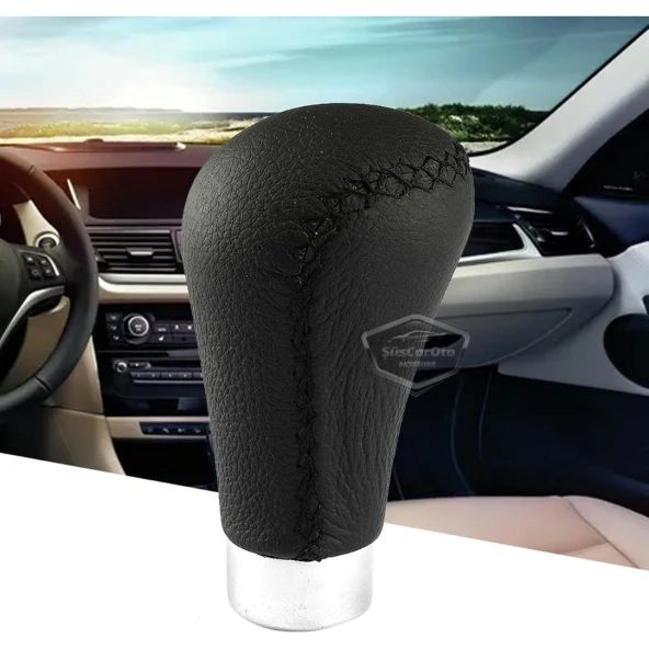 Üniversal Siyah Dikişli Deri Spor Görünümlü Vites Topuzu Aparatlı Manuel Vites Kolu - 7