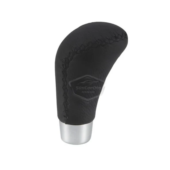 Üniversal Siyah Dikişli Deri Spor Görünümlü Vites Topuzu Aparatlı Manuel Vites Kolu - 9