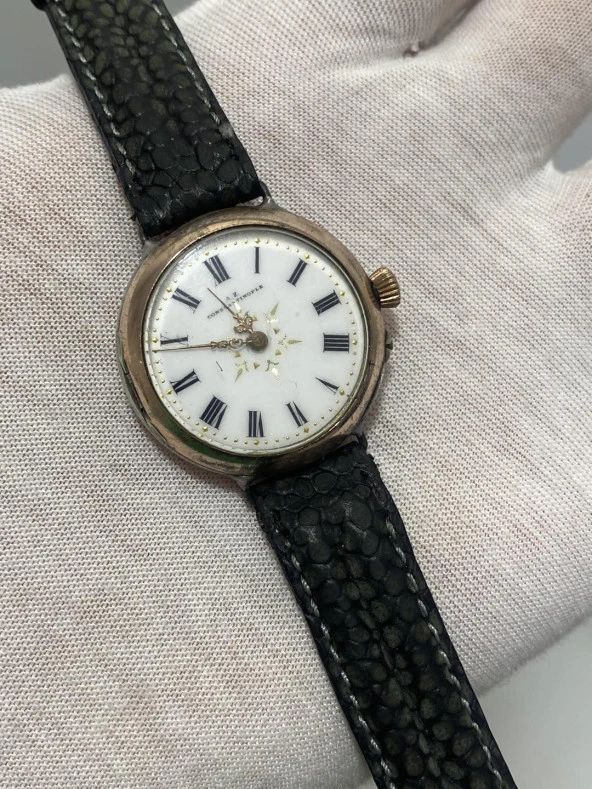 Constantinople Cylindre 10 Rubis 30mm 800 Ayar Gümüş Cep / Kol Saati 2. El - 4