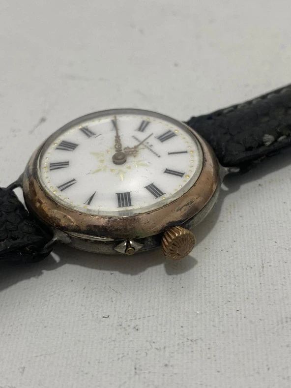 Constantinople Cylindre 10 Rubis 30mm 800 Ayar Gümüş Cep / Kol Saati 2. El - 5