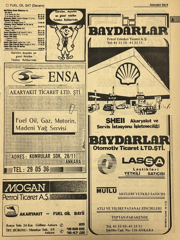 Ankara 1986 Meslek Reklam İlanı Efemera S9 ürün görseli