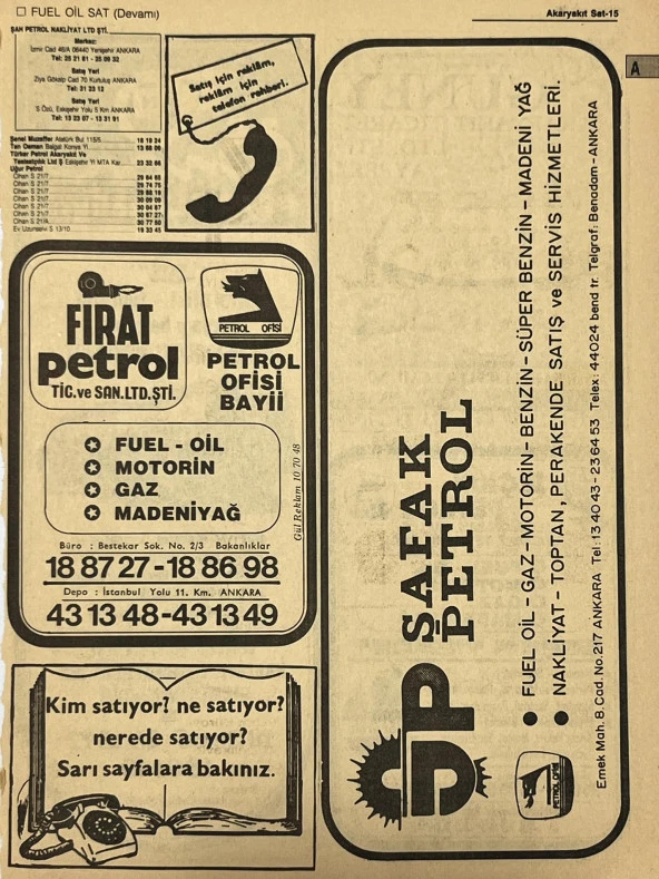 Ankara 1986 Meslek Reklam İlanı Efemera S15 ürün görseli 1