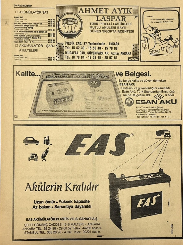 Ankara 1986 Meslek Reklam İlanı Efemera S19 - Resim 2