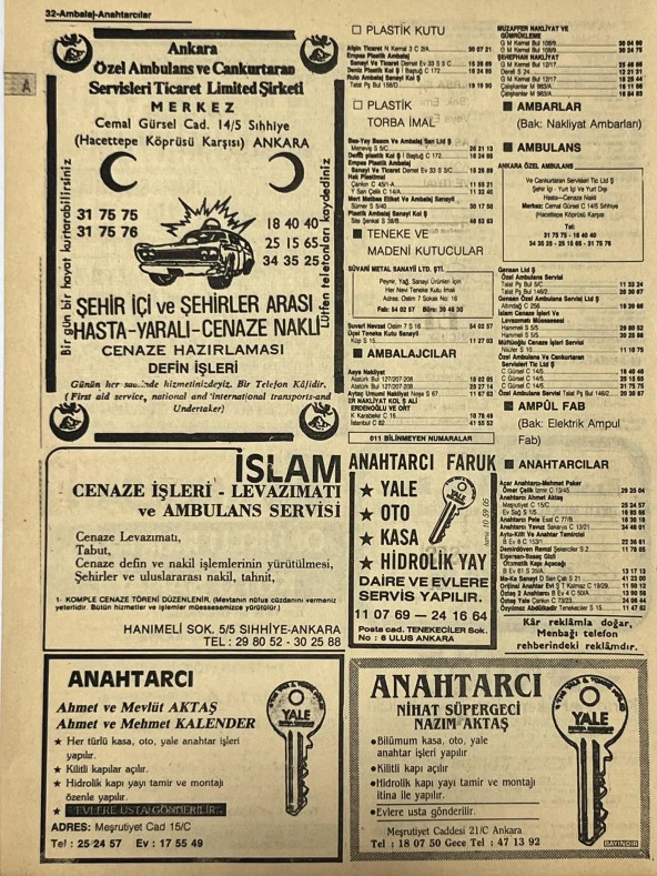 Ankara 1986 Meslek Reklam İlanı Efemera S31 - Resim 2