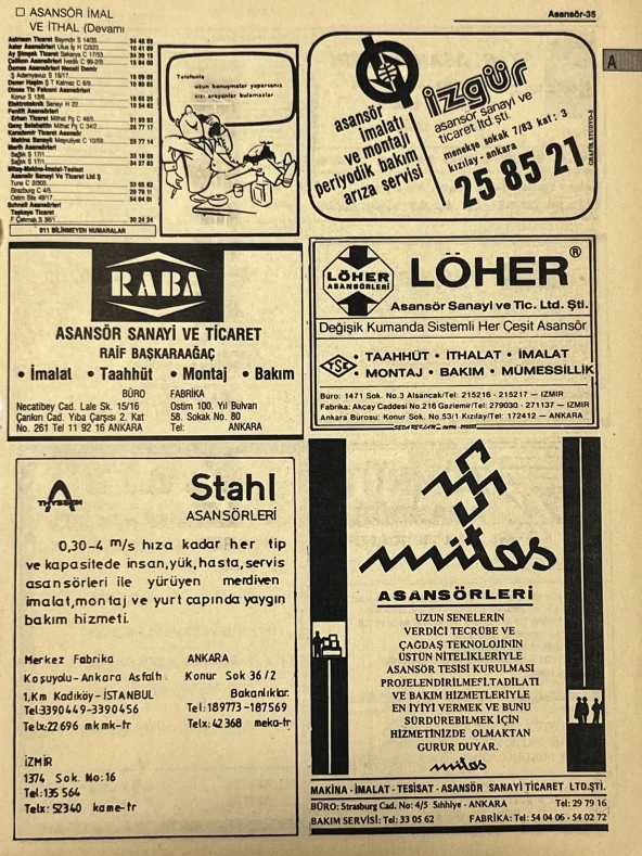 Ankara 1986 Meslek Reklam İlanı Efemera S35 ürün görseli 1