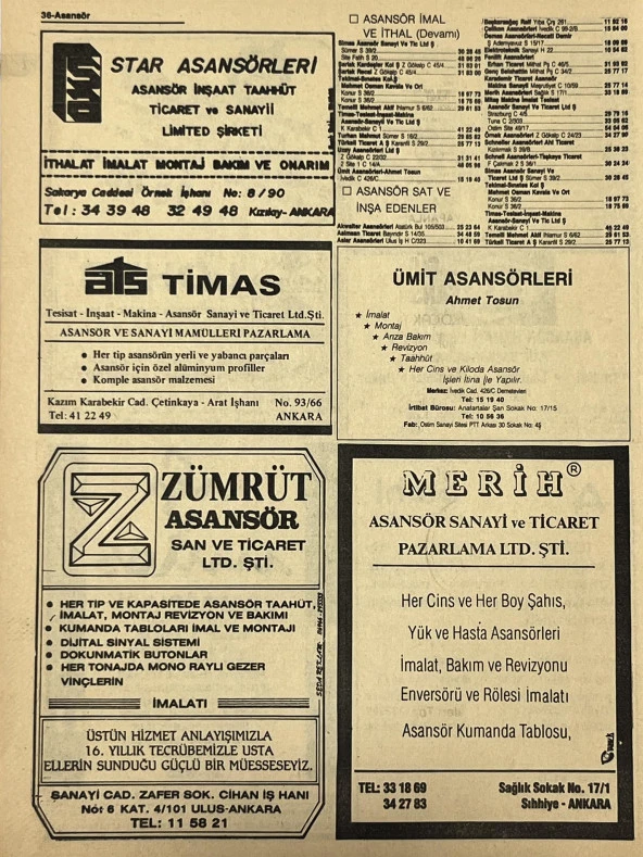 Ankara 1986 Meslek Reklam İlanı Efemera S35 - Resim 2
