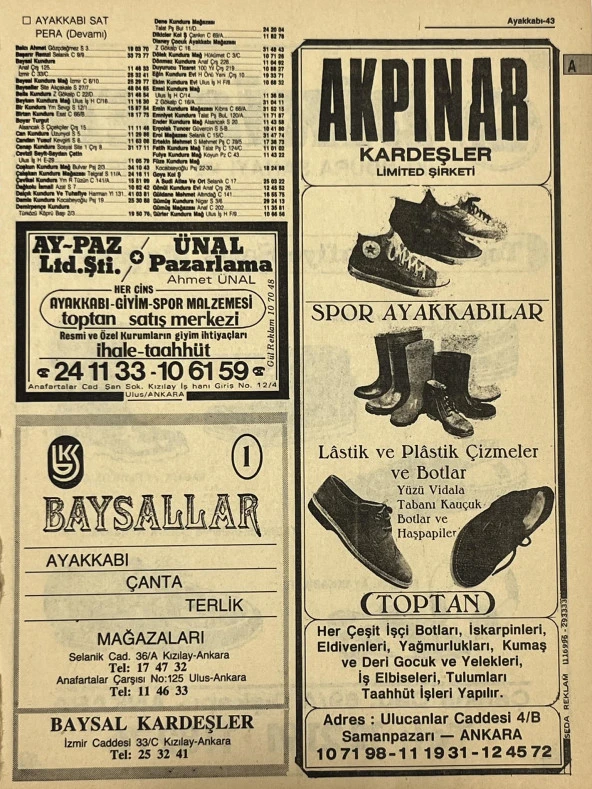 Ankara 1986 Meslek Reklam İlanı Efemera S43 ürün görseli